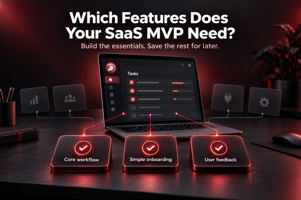 SaaS MVP dashboard highlighting core workflow, simple onboarding, and user feedback.