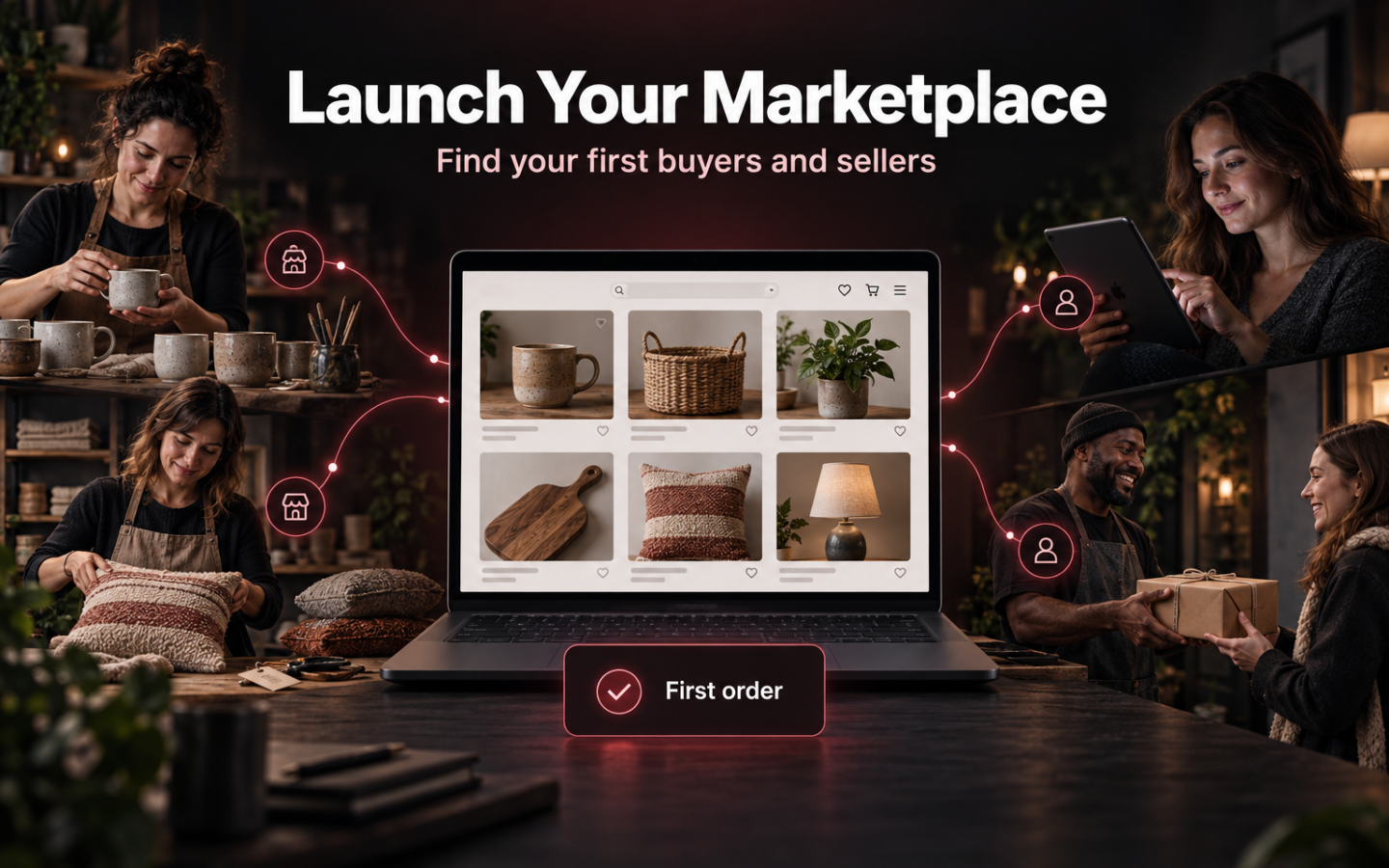 Independent sellers connect with buyers through an online marketplace for handmade home goods.