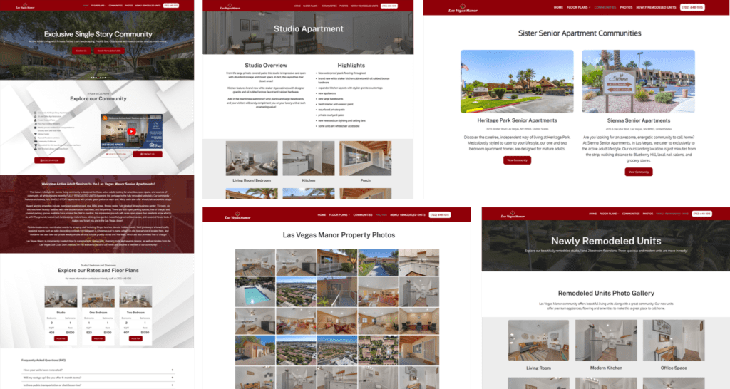 Las Vegas Manor website from the SpartanBots portfolio